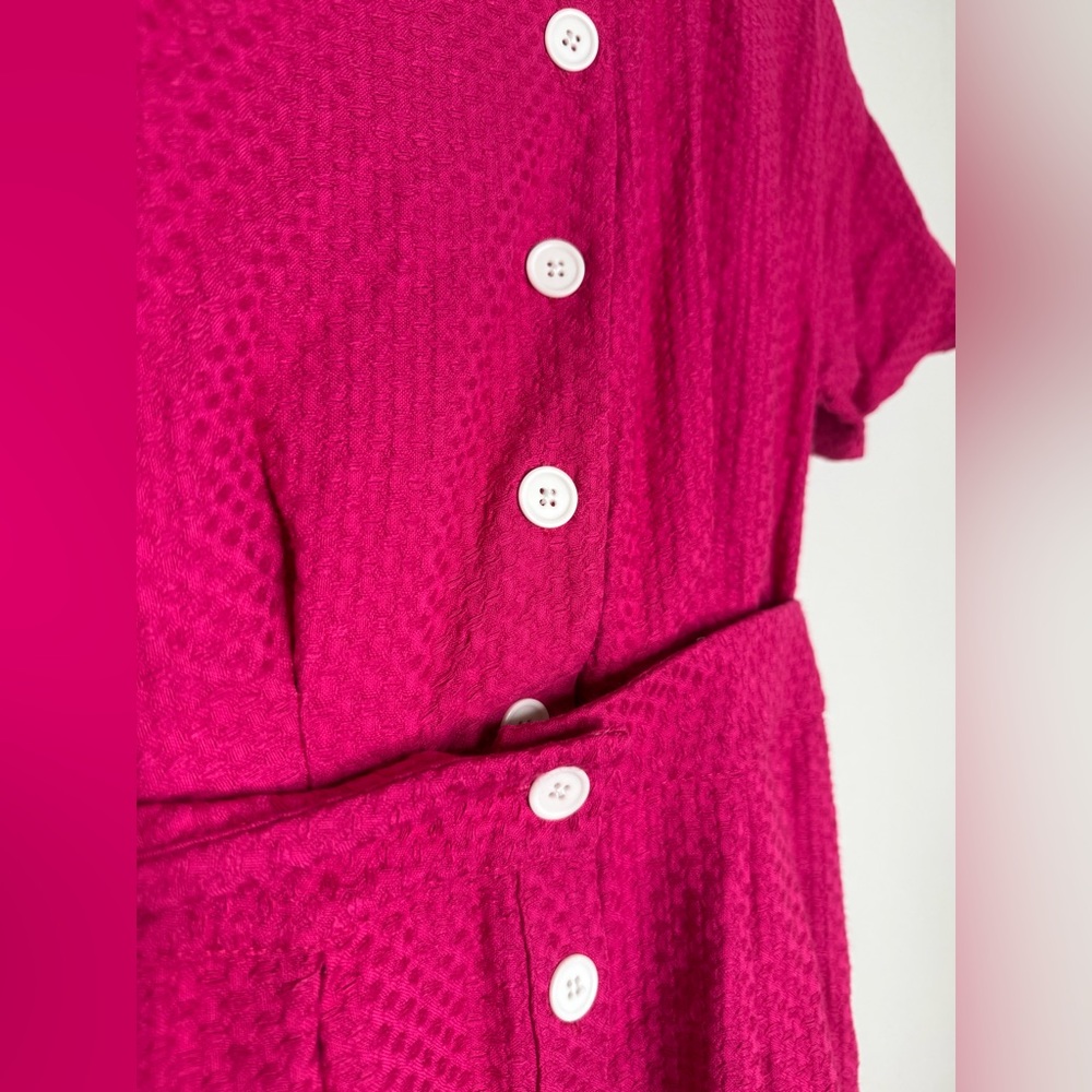 VETTA Dress Hot Pink Button-Front Midi Convertible Clothing Capsule Wardrobe - Picture 6 of 7